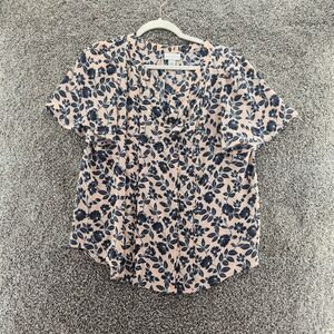 Liz Claiborne medium pink blue floral short sleeve blouse